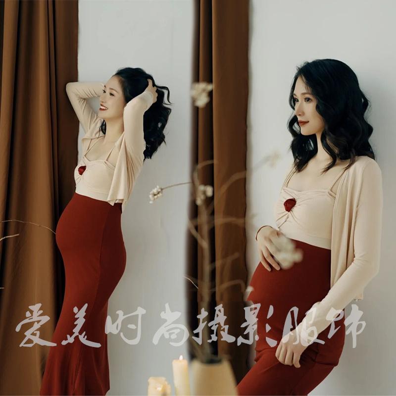 マタニティ おしゃれ 衣装 フォト スタジオ 写真 魅惑 キャミソールワンピース スカート レトロ 油絵風 アート フリーサイズ シンプル