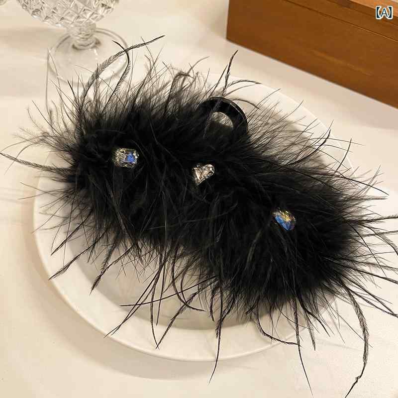 アクセサリー 秋冬 ヘア かわいい フェザー グリッパー ダチョウ ヘア クリップ レ...