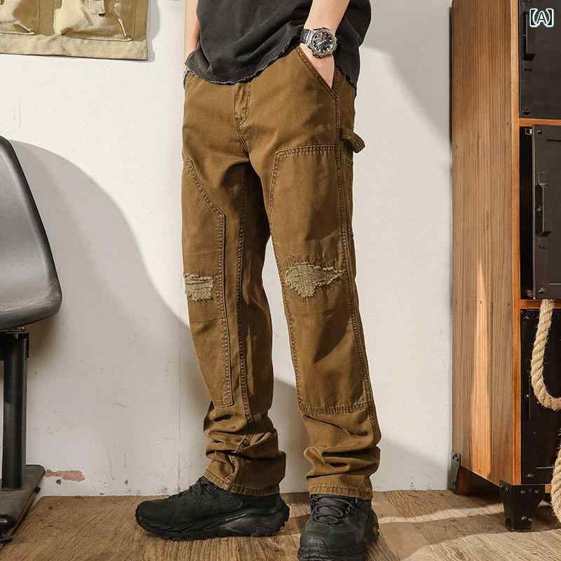 ジーンズ メンズ デニム ロングパンツ ストレート カジュアル ストリート おしゃれ 着やい 動きやい 快適 イベント レジャー アウトドア キャンプ ワーク 作業着 デイリー