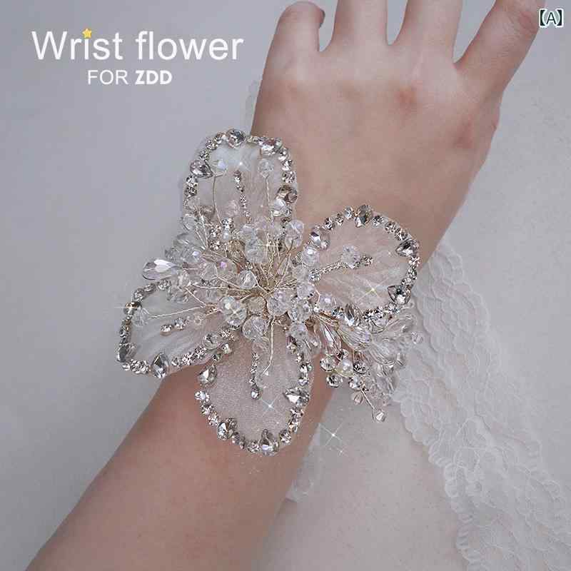 リストブーケ リストコサージュ 結婚式 レディース ファッション アクセサリー オールシーズン ハンド フラワー バタフライ 蝶 フレンチ ウェディング 装飾