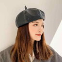 レディース 秋 冬 ベレー 帽 おしゃれ かわいい レトロ PU レザー 韓国 八角形 英国 画家帽子