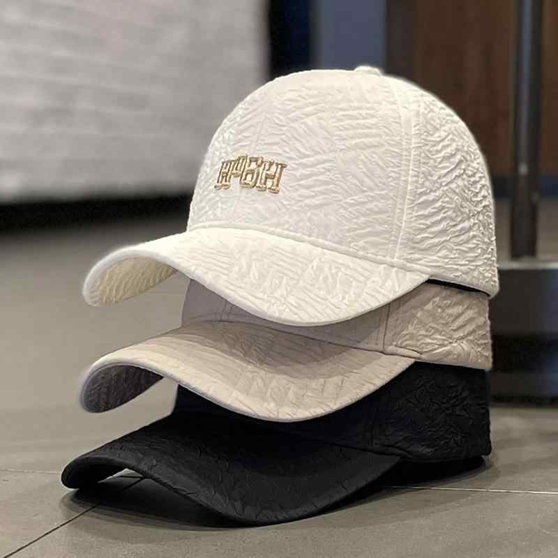帽子 韓国 プリーツ 刺繍 文字 野球帽 レディース 春秋 シンプル ファッション サンバイザー ひさし帽