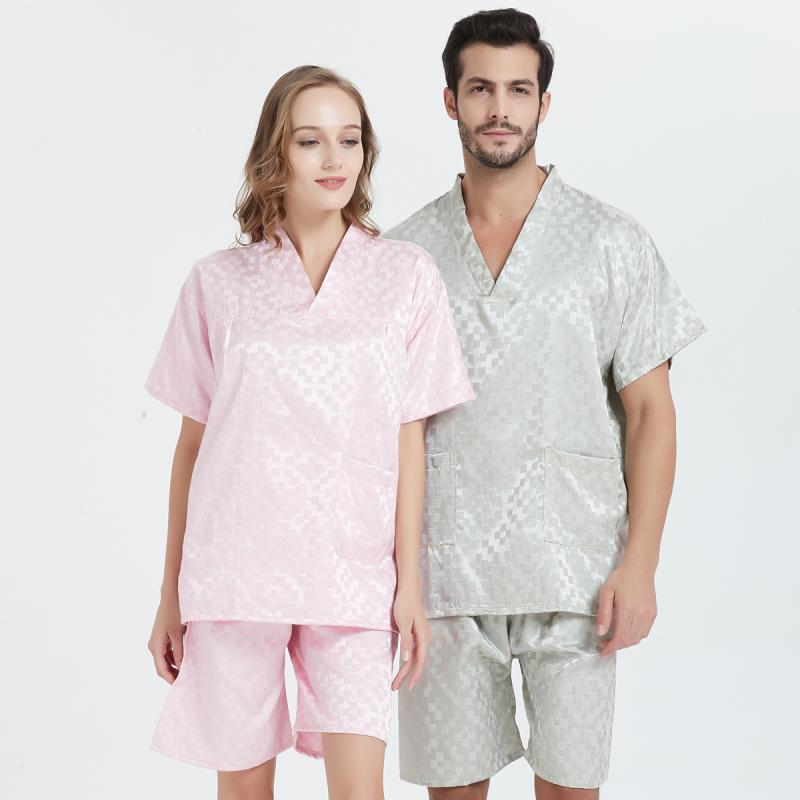 サウナ スーツ 温泉 パジャマ リラックス ウェア エステ マッサージ 服 チェック柄 高級感 スーツ ホテ..