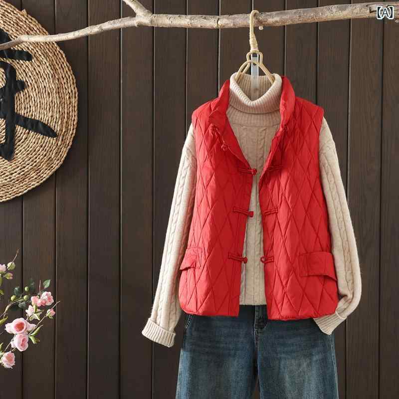 レディース レディース 秋冬 キルティング 菱形 ベスト チョッキ ショート ジャケット 上着 羽織 大きめサイズ