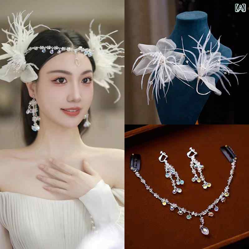 ウエディング 花嫁 ヘッドドレス ヘアピン ヘアアクセサリー 結婚式 髪飾り イヤリング アクセサリー エレガント 新婦 ギフト