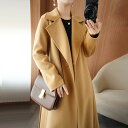 コート レディース 秋 冬 ウール おしゃれ アウター ハイエンド 両面 フェミニン ミドル丈 100%