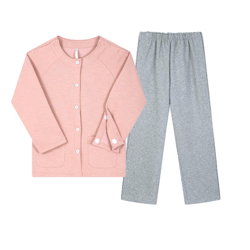 介護 パジャマ ルームウェア ナイトウェア 患者 麻痺 春秋 起毛 看護 リハビリ シニア シンプル