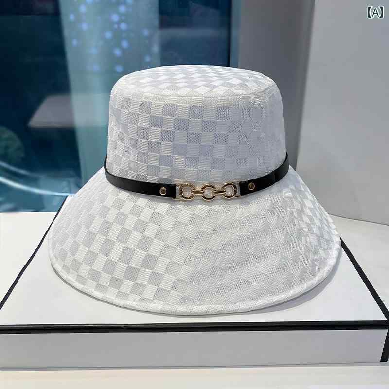 レディース 夏 帽子 日除け アウトドア レジャー サマー用 女性用 フィッシャーマン ハット シンプル チェック柄 メッシュ バケット 日焼け防止 通気性性