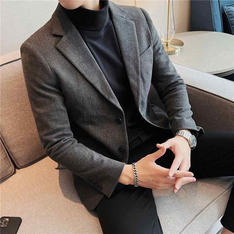 ジャケット ブレザー パンツ メンズ おしゃれ スタイリッシュ ウール 春秋 シングルブレスト ビジネス カジュアル 大きめサイズ ストライプ メンズ