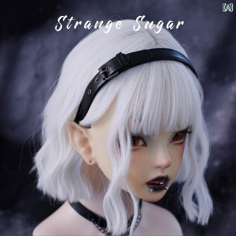 ヘアアクセサリー ソフト レザー カチューシャ 夜 ヘアフープ 髪飾り サブカルチャー ダーク ブラック ヘアバンド ゴシック ゴスロリ 地雷 魔女 悪魔 闇堕ち 少女 シック ガール レディース ベルト