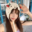 レディース 韓国 キュート 三角 スカーフ 甘くて クール チェリー 手編み ヘッド バンド
