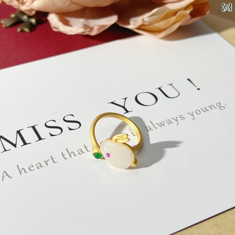 レディース ネックレス ピアス かわいい アンティーク 小さい 翡翠 ウサギ ジュエリー キット 個性的 ..