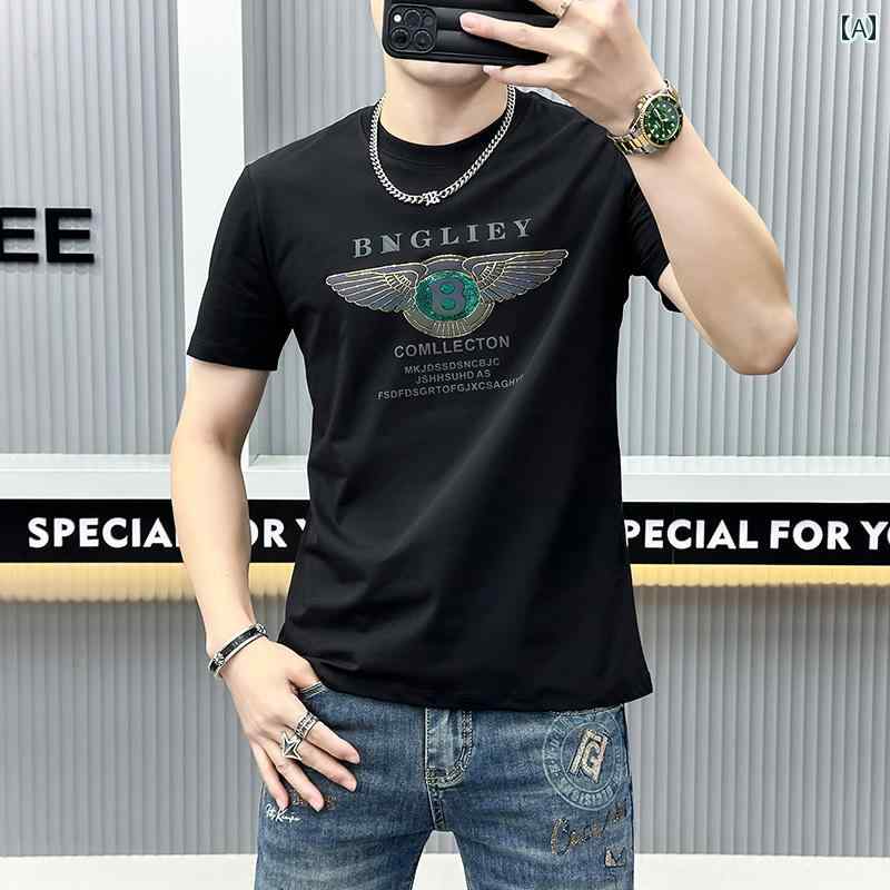 Tシャツ 夏 アメリカン プリント 半袖 シャツ メンズ スポーツ 通気性 カジュアル トップス ゆったり ..