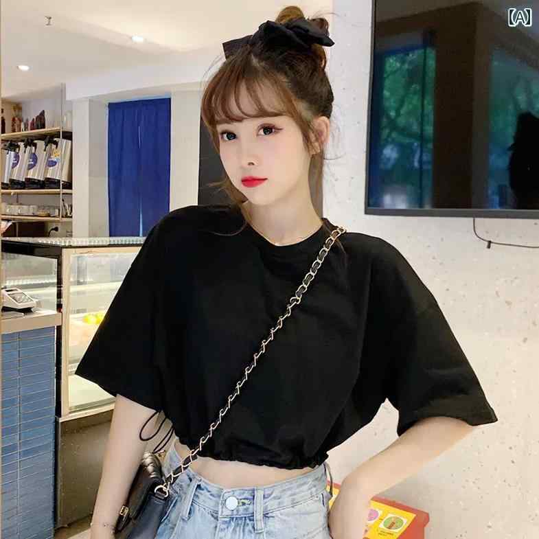 樂天商城 - Tシャツ 半袖 アメカジ ダンス クラブ へそ出し ヒップホップ 衣装 KPOP カジュアル レジャー 通学 休日 ホームウェア 快適コーデ レディース