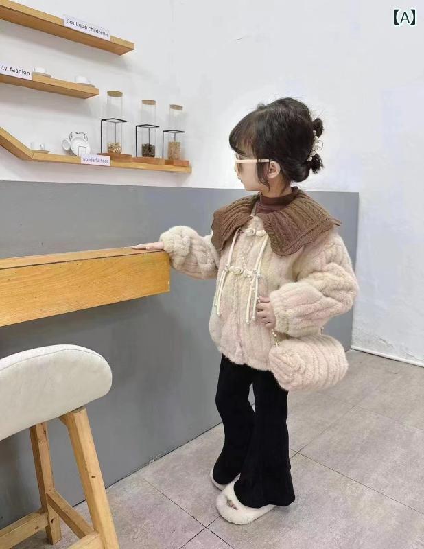 子供服 アウター キッズ 防寒着 女の子 用 コート 秋冬 子供用 冬 ウール セーター 女児 赤ちゃん用 ベルベット イミテーション ファー トップス
