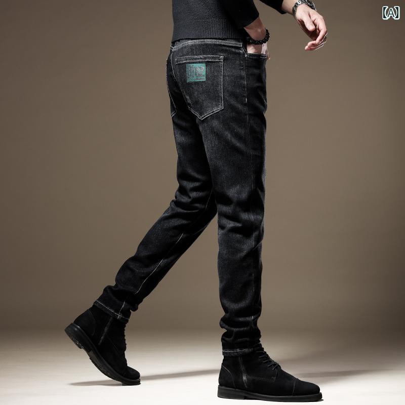 メンズ デニム ロングパンツ 春秋 ストレート スリム カジュアル スタイリッシュ おしゃれ 快適 デイリー イベント レジャー アウトドア ツーリング