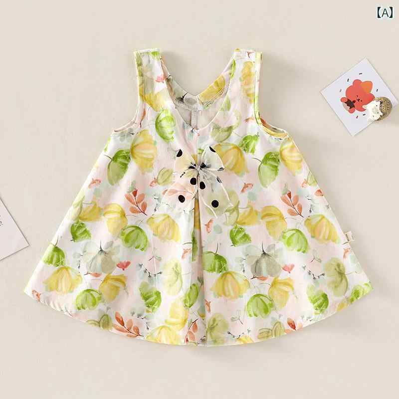 ドレス スカート ベビー 服 サマーウェア 涼しい 幼児 子供 女の子 プリンセス 綿 サスペンダー サマー 西洋 スタイル ベスト 薄手