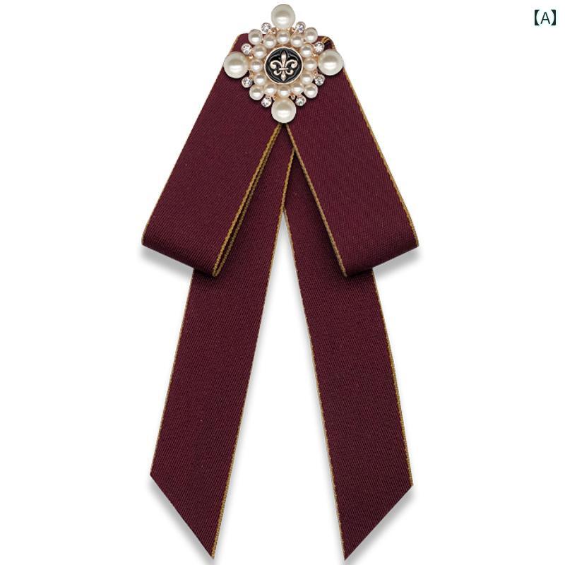 蝶 ネクタイ ボウタイ おしゃれ ち う 結び シャツ メンズ レディース ネクタイ カレッジ 風 イギリス 韓国 パールブローチ アクセサリー 制服 襟 花