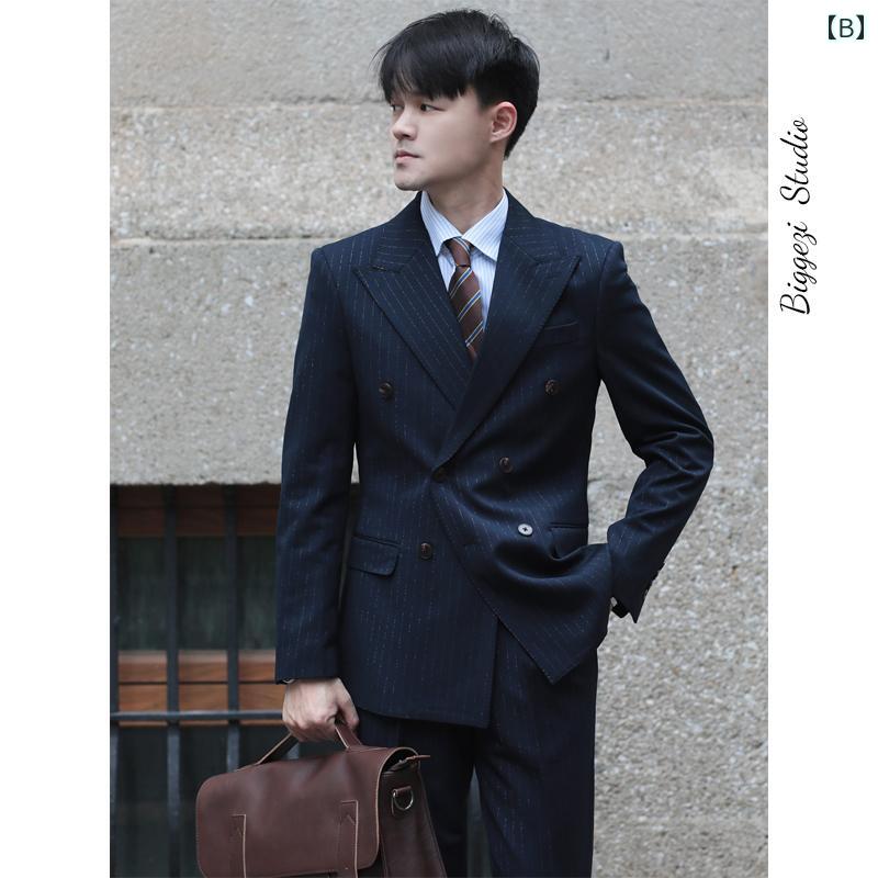 メンズ スーツ ジャケット パンツ おしゃれ スタイリッシュ イタリア ダブルブレスト ヤッピー スリムフィット ドット ストライプ ウェディング ビジネス