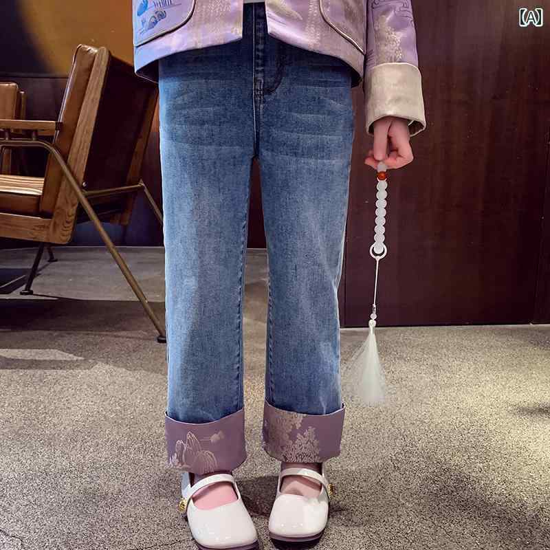 Rakuten - パンツ ズボン デニム シンプル カジュアル かわいい キッズ 幼児 子供 キッズファッション 子供服 女の子 韓国 春
