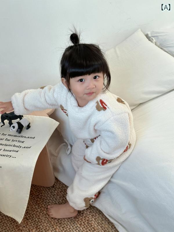 子供服 冬 男の子 女の子 パジャマ 厚手 柔らかい ホーム 服 ベビー 暖かい 雲 ベルベットスーツ
