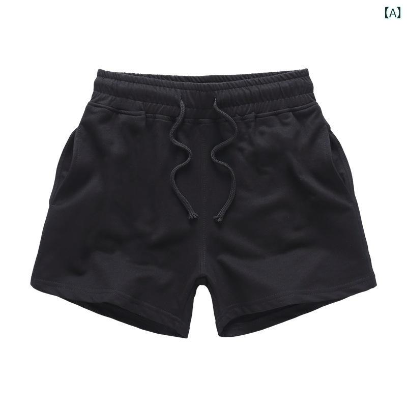 Cotton Pants - メンズ 夏 カジュアル パンツ ショート スポーツ ショーツ 綿 弾性 スリムフィットネスショーツ 無地 ランニング