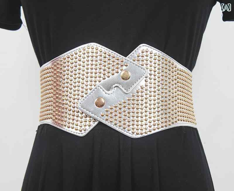 レディース カジュアル ベルト アメリカン ワイド ウエスト 弾性 バンド エクストラワイド シンプル ス..