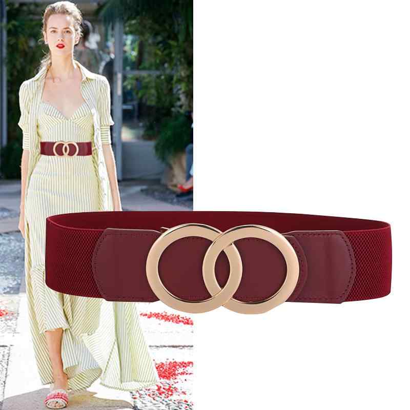 ベルト レディース 幅広 ファッション 韓国 ストレッチ性 ストレッチ レザー ガードル 装飾 スーツ シャツ コート スカート ブラック