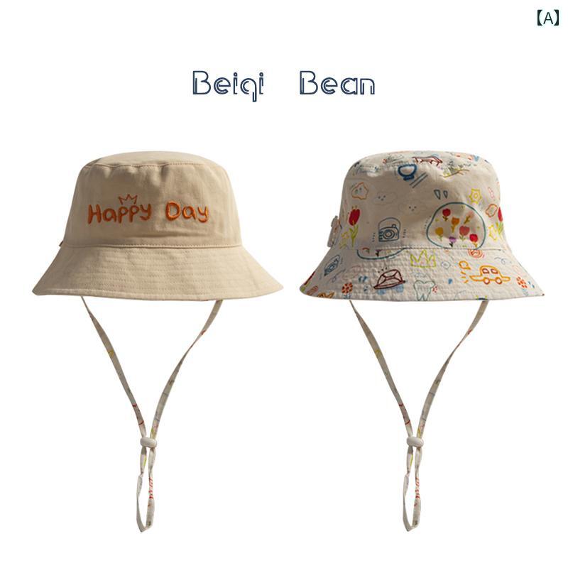 アウトドア ハット キッズ ベビー 帽子 春夏 薄手 通気性 かわいい 落書き レジャー 釣り 帽子 男の子 ..