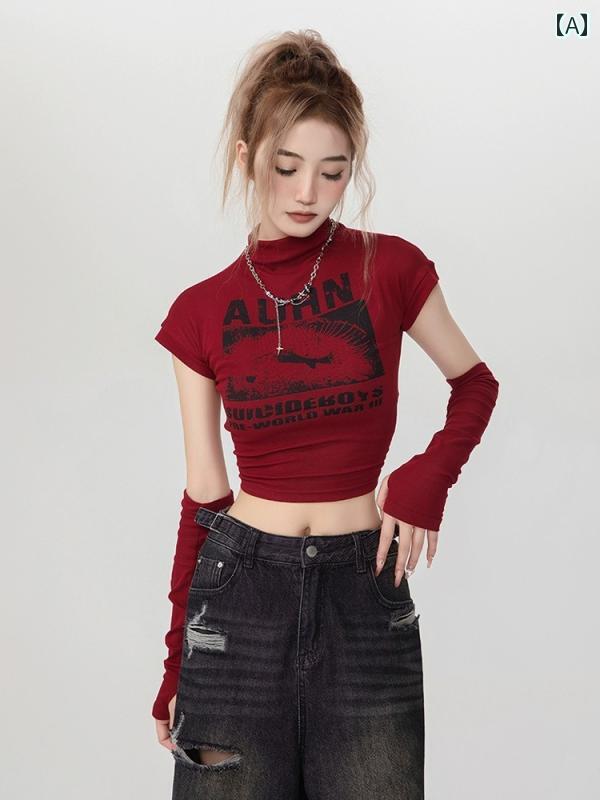 Tシャツ 半袖 アメカジ ダンス クラブ へそ出し ヒップホップ 衣装 KPOP カジュアル レジャー 通学 休日 ホームウェア 快適コーデ レディース