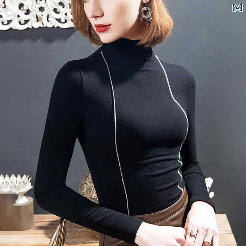 トップス レディース 厚手 ハイネック トレーニング 服 ダンス レイヤリング 長袖 秋冬 ボディスーツ ..