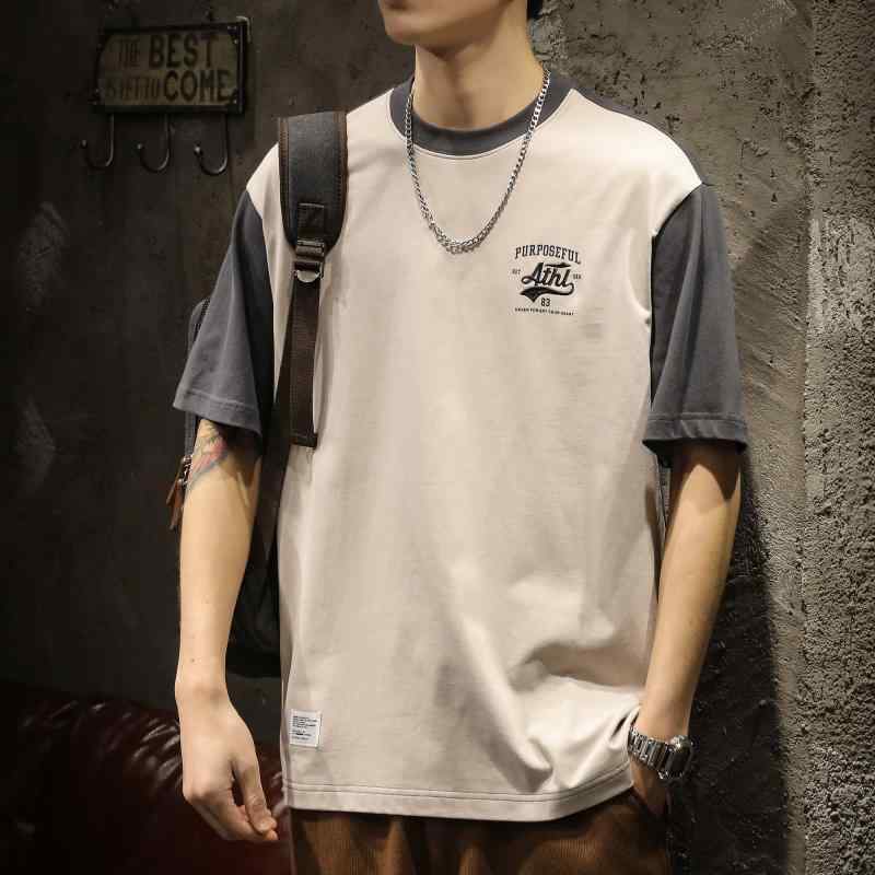 Tシャツ メンズ アメリカン ラグランスリーブ シャツ 夏 イン プリント シャツ ラウンドネック 綿 大きめサイズ 半袖 ボーイズ メンズ ゆったり ファッション かっこいい カジュアル