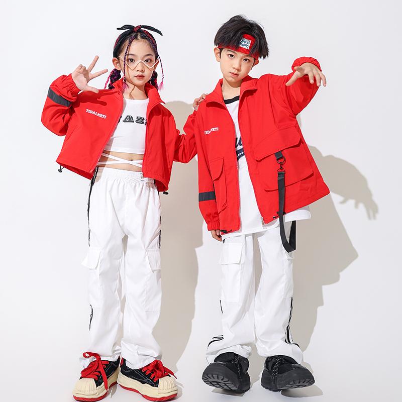 子供服 キッズ ダンスウェア ヒップホップ コスチューム ストリート パフォーマンス ユニセックス へそ..