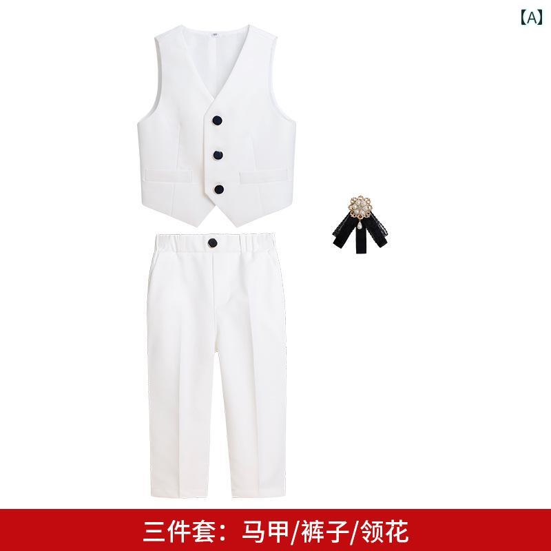 ドレス キッズ スーツ フォーマル 発表会 男の子 ホスト 白 子供 英国 ピアノ パフォーマンス フラワー..