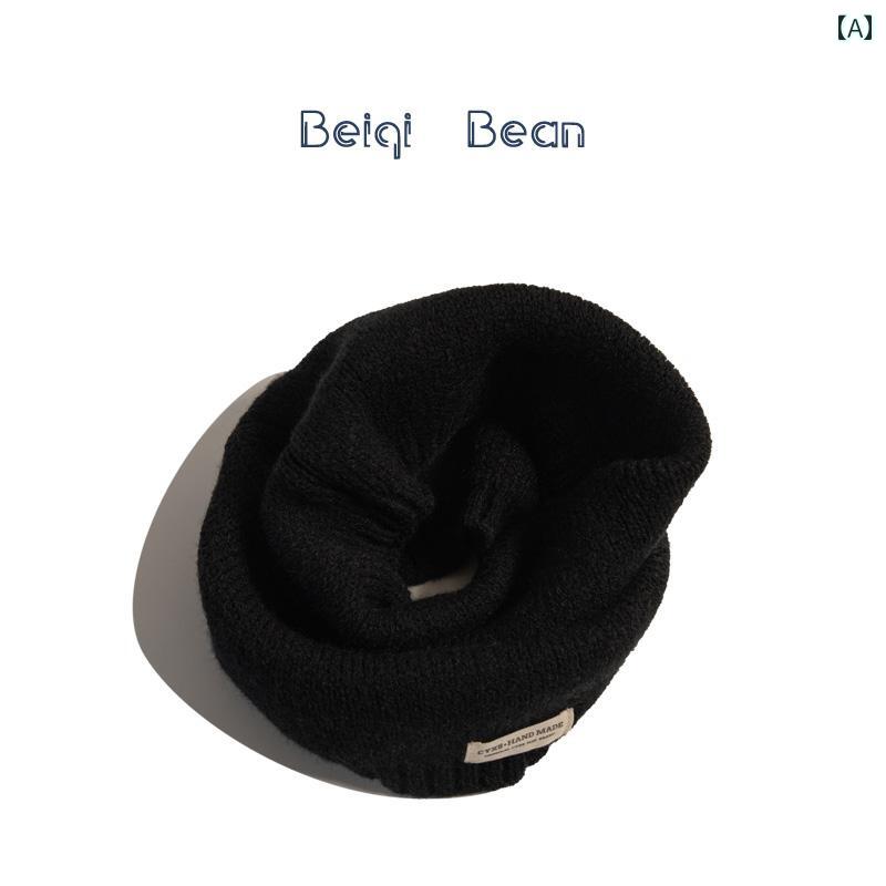 キッズ ネックウォーマー 子供用 シンプル ソリッドカラー ニット スカーフ 旅行用 暖かい ウール スカ..