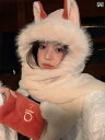 レディース ぬいぐるみ スキー 帽子 スカーフ ワンピース 冬 暖かい 毛皮 防寒 サイクリング 耳保護 ロシア