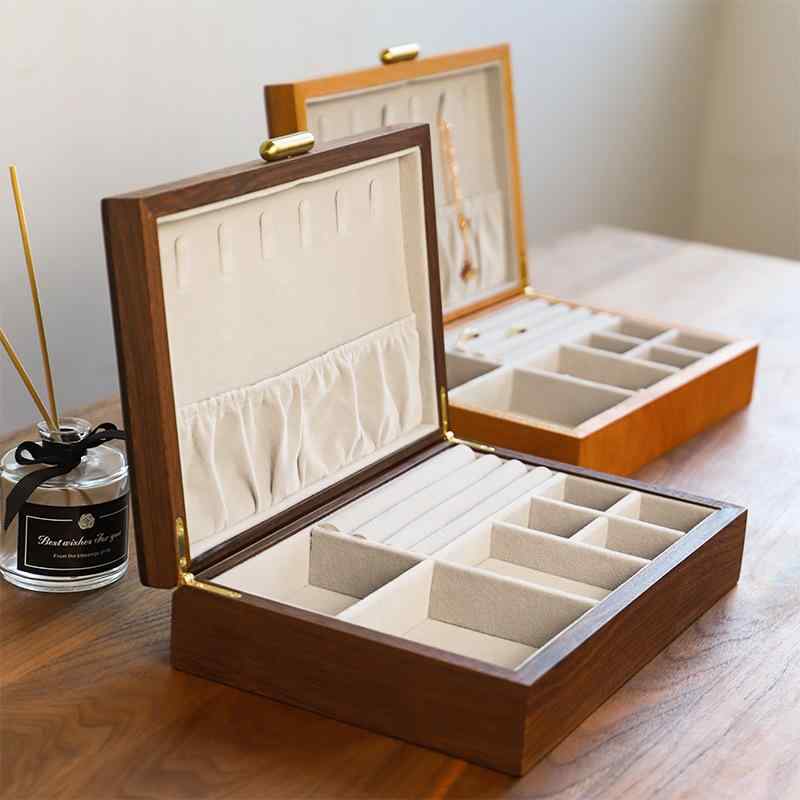 樂天商城 - 木 ジュエリー 収納 ボックス 入れ物 容器 デスク イヤリング ネックレス 時計 リング レトロ シンプル シック モダン