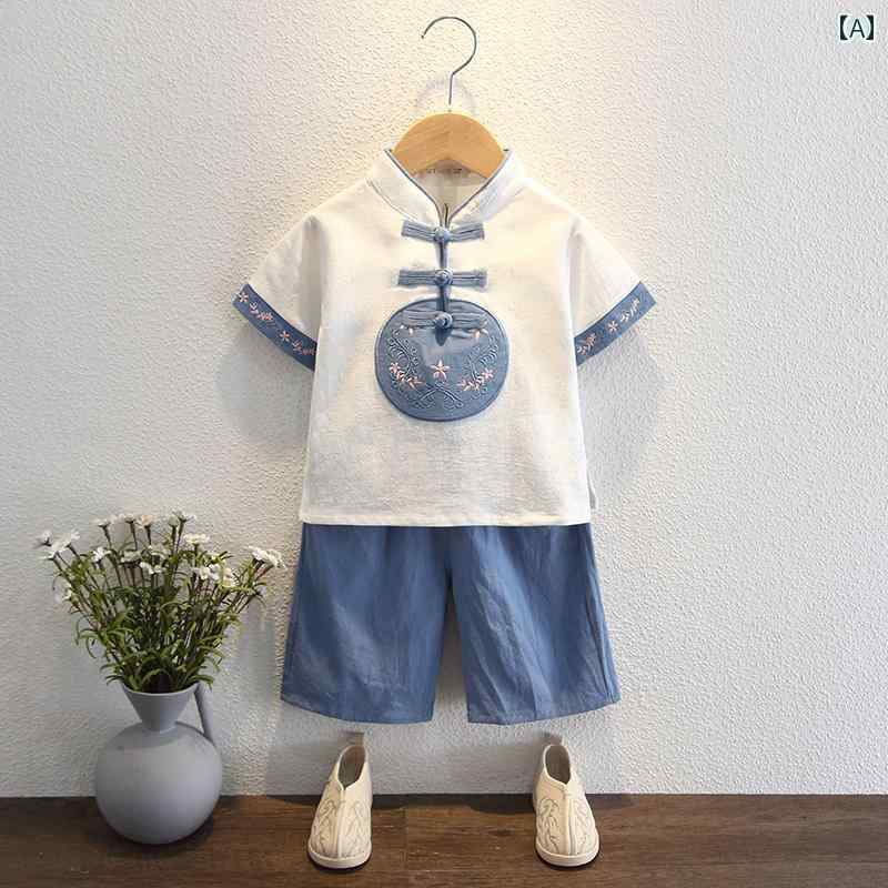 子供服 男の子 漢服 スーツ チャイナ風 パーティー 発表会 お呼ばれ かわいい 民族衣装 夏 おしゃれ スタイリッシュ キッズ
