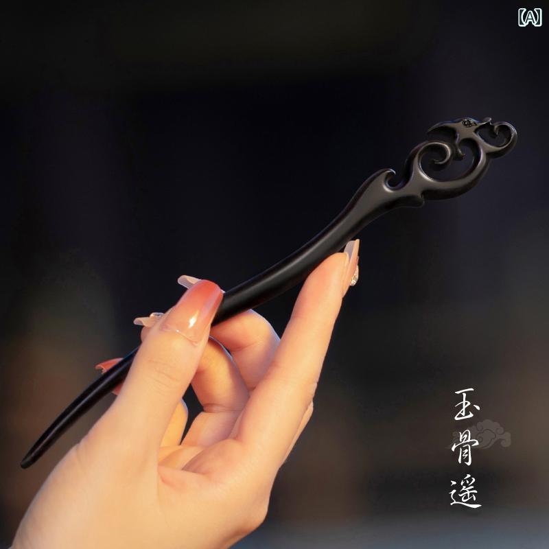 かんざし おしゃれ ヘア アクセサリー 髪留め ヘアピン レトロ レディース ハイエンド 翡翠 骨 黒白檀 子供 漢服 髪飾り ヘアピン 中国