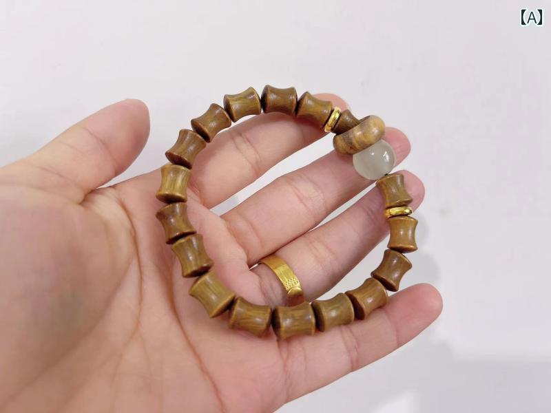 ブレスレット おしゃれ 木製 グリーン サンダルウッド 竹 小さい ランニング リング ナイト パール ジュエリー レトロ