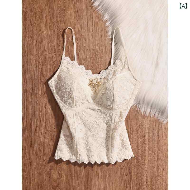 レディース トップス 夏 レース キャミソール モテ服 セクシー お腹見せ レイヤード おしゃれ 女の子 ..