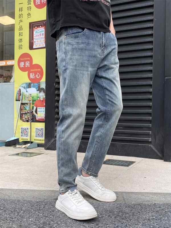 パンツ デニムパンツ ジーパン 春夏 メンズ 薄手 ジーンズ スリムフィット 伸縮性 ロング ライト ブルー