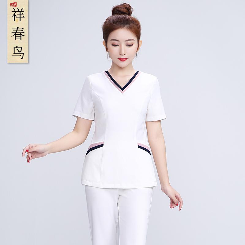 夏 半袖 ナース 制服 美容院 エステシャン マッサージ師 按摩師 ユニフォーム レディース 美容師 ホテ..