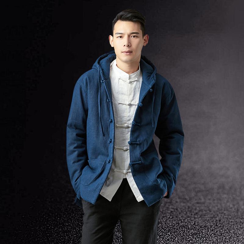 ジャケット メンズ コットン 冬 中華風 服 中華風 ミドル丈 リネン フード 唐 スーツ