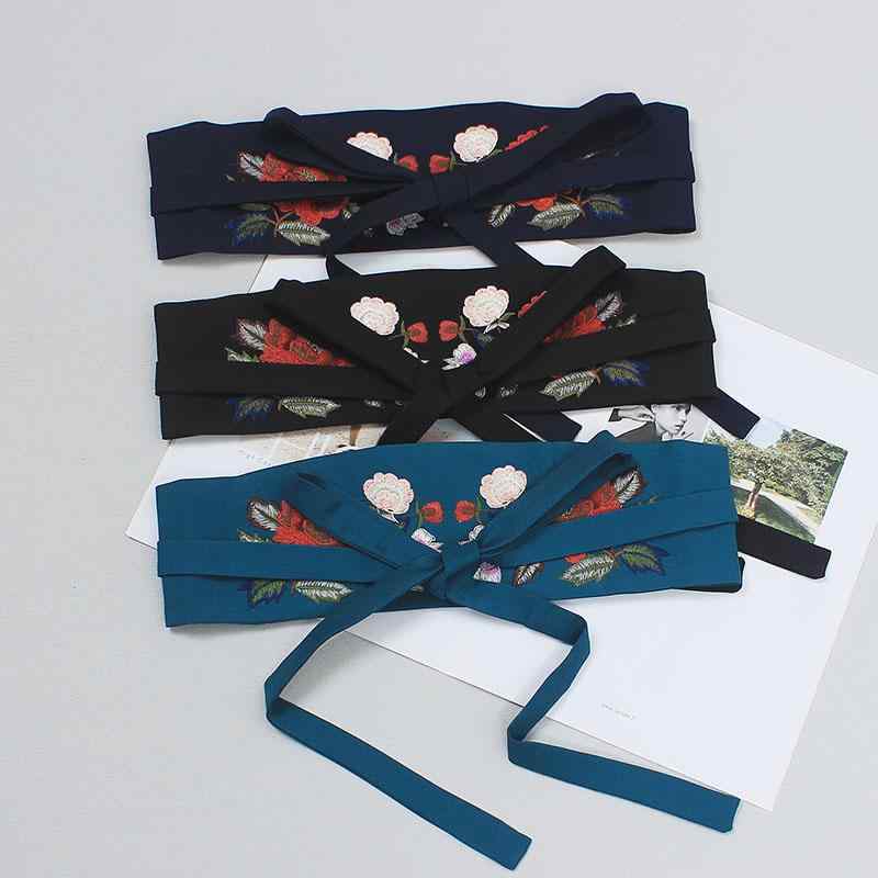 Embroidered Belt for Women, Wide, Decorative, Hanbok Belt, Skirt Belt, Retro, Ethnic, Chinese Belt, Costume Accessory, Fashion