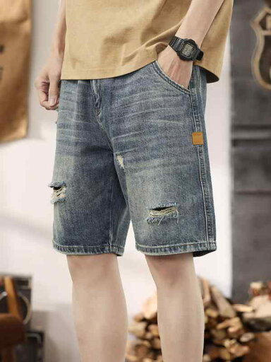 パンツ デニムパンツ メンズ 高級感 古風 リップド デニム ショート 夏 五分丈 大きいサイズ ミディアム パンツ デニムパンツ メンズ 高級感 古風 リップド デニム ショート 夏 五分丈 大きいサイズ ミディアム