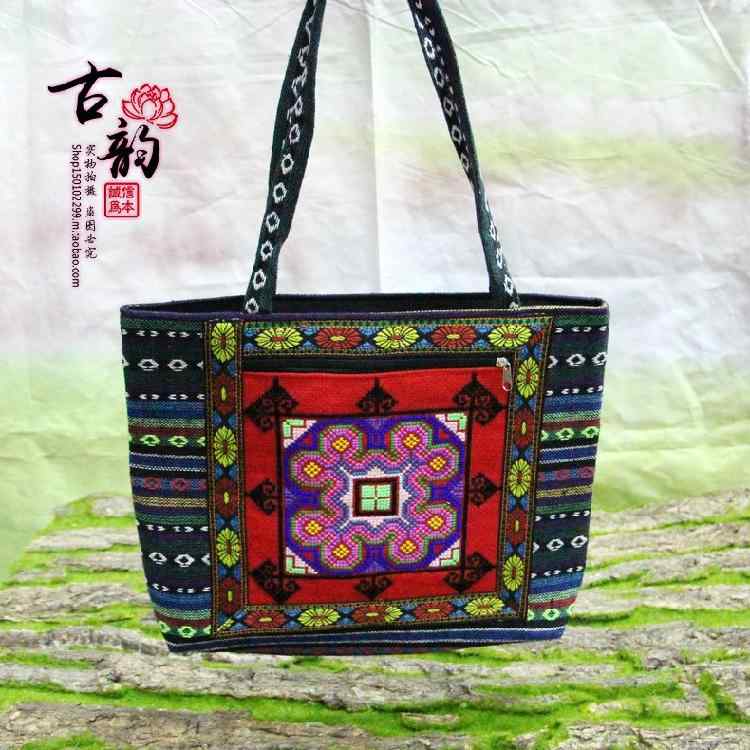 バッグ エスニック おしゃれ バッグ 石の森 クロスステッチ ショルダーバッグ カジュアルバッグ レディース 刺繍 ショッピングバッグ