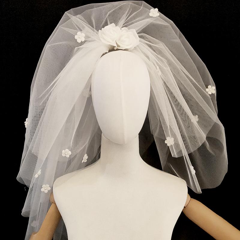ウェディングベール ブライダル 結婚式 エレガント ベール バラ 花 頭飾り フェアリー メイクアップ レトロ ヘア アクセサリー ふわふわ 写真撮影 SNS映え 綺麗