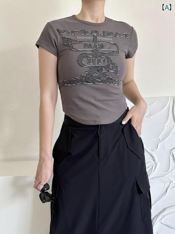 Other - レディース Tシャツ チビT 半袖 夏 シンプル おしゃれ カジュアル タイトホームウェア 大人 レディース フ