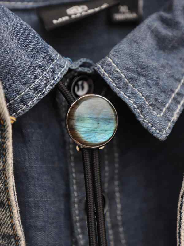 メンズ ループタイ クラシック ネクタイ ボロタイ レトロ アメリカン インディアン ムーンストーン ラブラドライト ウエスタン カウボーイ